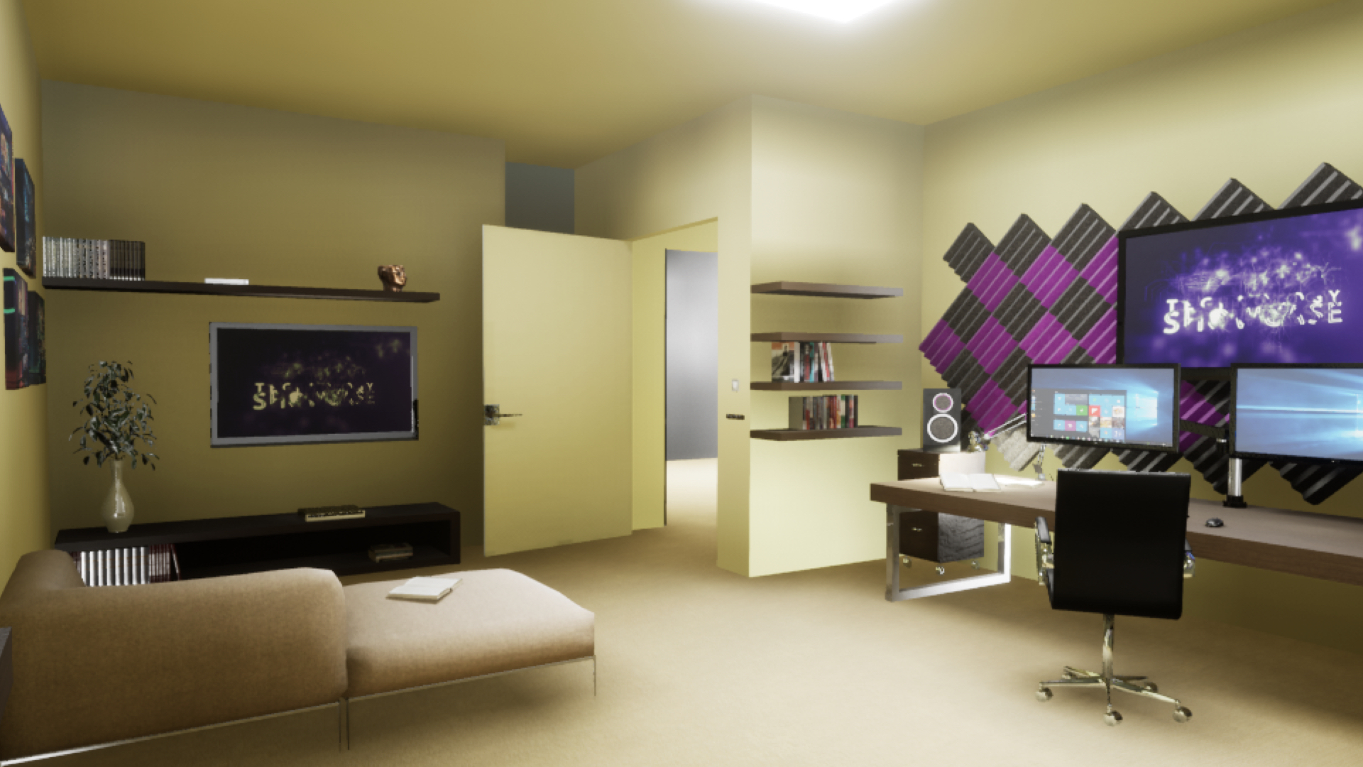 3d render of media office